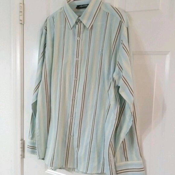 Vtg Southpole Shirt Mens Large Y2K 90s Light Blue Striped Oxford Casual Cotton - Picture 5 of 6